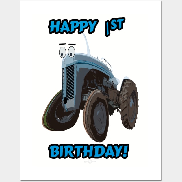 Happy 1st birthday tractor design Wall Art by seadogprints